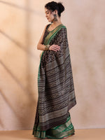 Saree Mall Women's  Blend Dark Green Printed Designer Saree With Blouse Piece-HOLAND80B