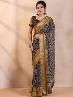 Saree Mall Women's  Blend Brown Printed Designer Saree With Blouse Piece-HOLAND80D