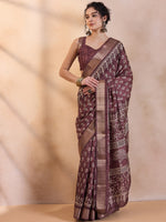 Saree Mall Women's  Blend Burgundy Printed Designer Saree With Blouse Piece-HOLAND81B