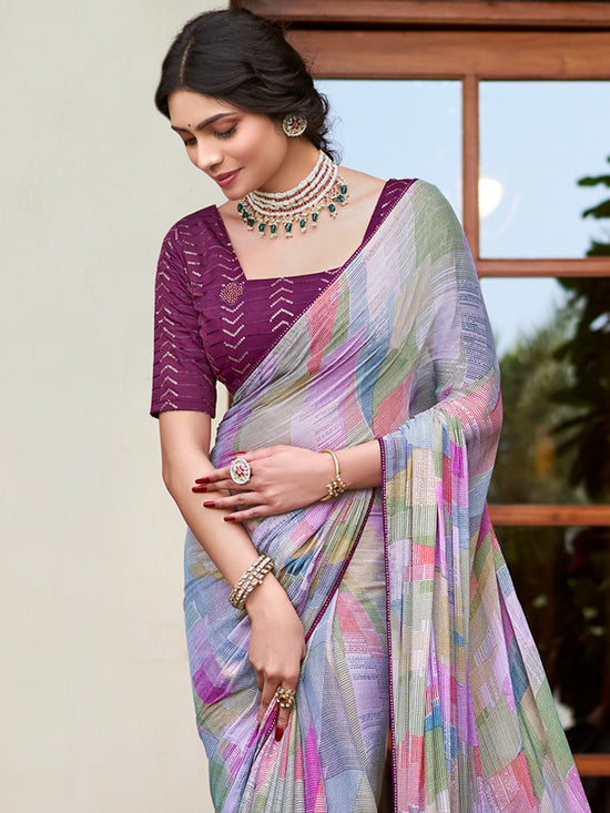 Saree Mall Women's Chiffon Multicolored Printed Designer Saree With Blouse Piece-HRITIMA40087