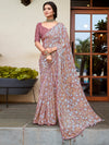 Saree Mall Women's Chiffon Beige Printed Designer Saree With Blouse Piece-HRITIMA40091