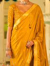 Saree Mall Women's  Blend Mustard Woven Design Designer Saree With Blouse Piece-HRMONY400001