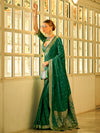 Saree Mall Women's  Blend Green Woven Design Designer Saree With Blouse Piece-HRMONY400004