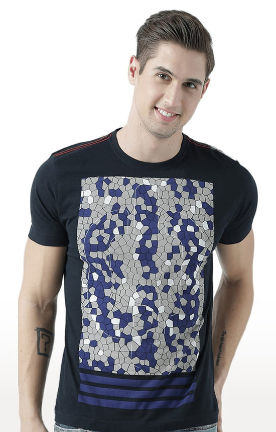 Huetrap Black Mens Short Sleeve Graphic Printed Tshirt-HT17MKGRABLK00621