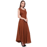 Aawari Rayon Plain Gown For Girls and Women Coffee-AM086-Coffee