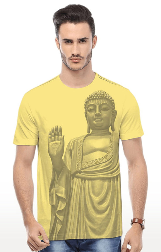 Huetrap Yellow Mens Short Sleeve Graphic Printed Tshirt-HT16MKGRAYLW00314