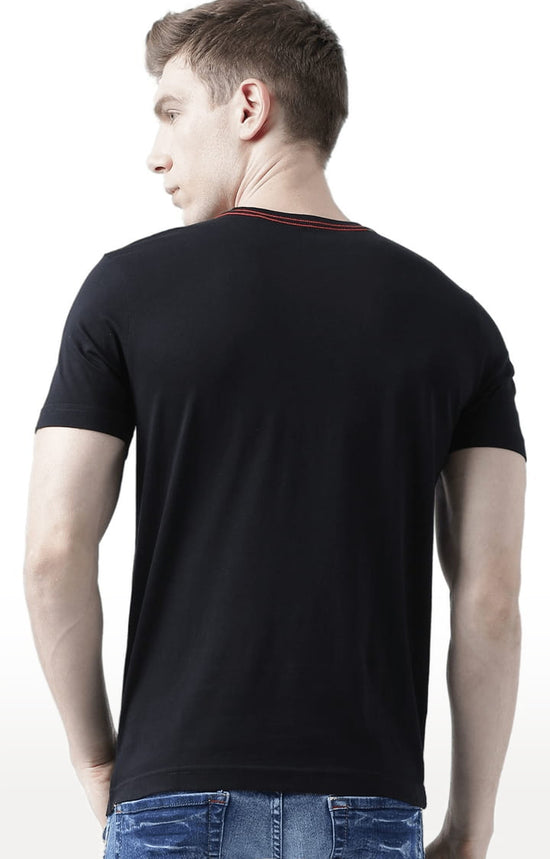 Huetrap Black Mens Short Sleeve Graphic Printed Tshirt-HT17MKGRABLK00550