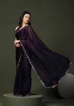 Avanshee Women's Latest Solid Satin Saree With Unstiched Blouse-AVN-1703-PURPLE