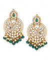 Green Gold-Plated stone Studded & Beadded Classic Drop Earrings