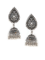 Black Silver Plated Jhumka Earring