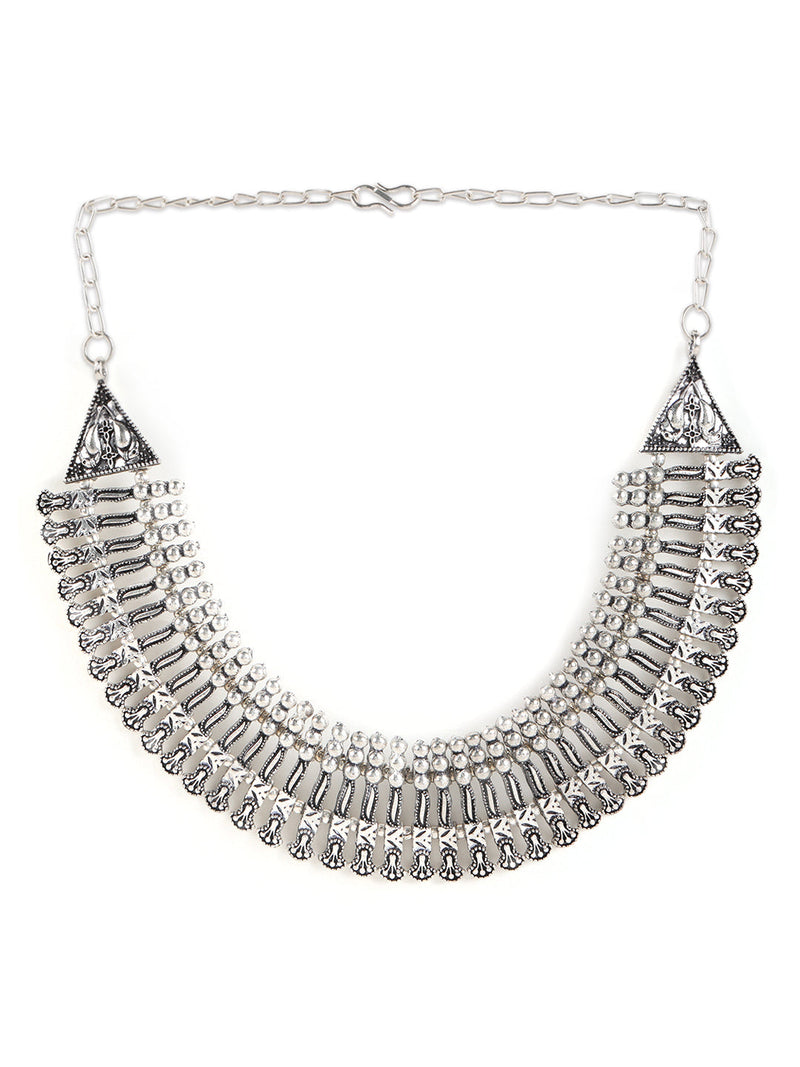 German Silver Silver-Plated Oxidized Necklace