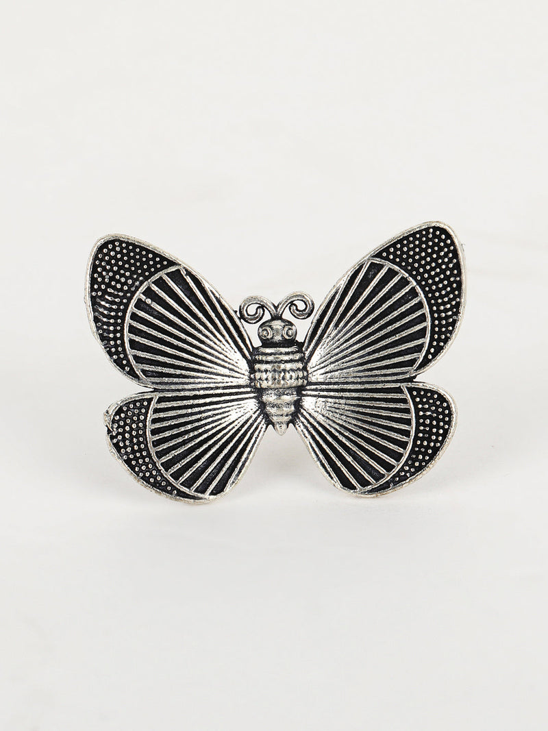 Butterfly Inspired German Silver Adjustable Finger Ring