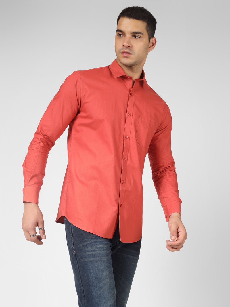 Men's Casual Dark Orange Shirts
