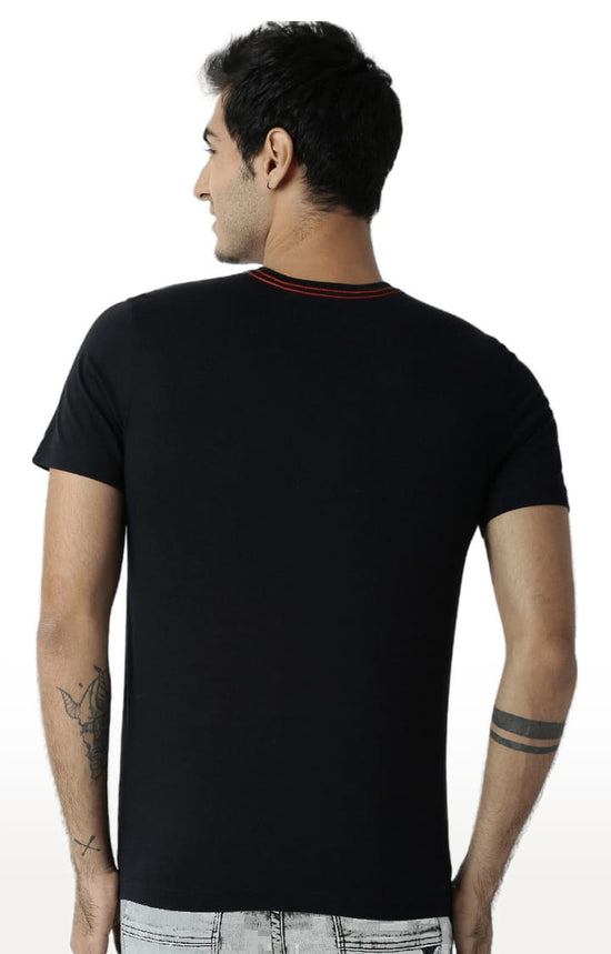 Huetrap Black Mens Short Sleeve Graphic Printed Tshirt-HT16MKGRABLK00353