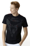 Huetrap Black Mens Short Sleeve Graphic Printed Tshirt-HT15MKGRABLK00097