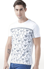 Huetrap White Mens Short Sleeve Graphic Printed Tshirt-HT17MKGRAWHT00658