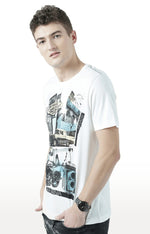 Huetrap White Mens Short Sleeve Graphic Printed Tshirt-HT17MKGRAOFW00610