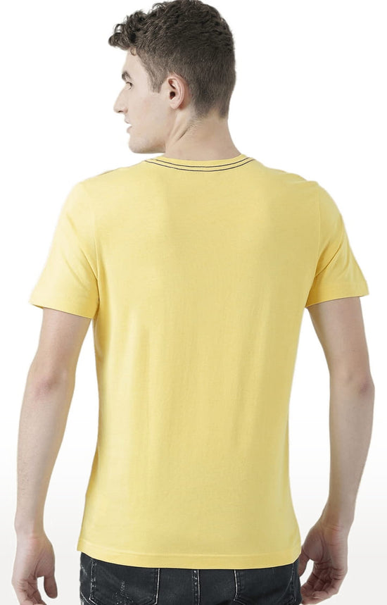 Huetrap Yellow Mens Short Sleeve Graphic Printed Tshirt-HT17MKGRAYLW00699