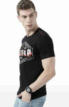 Huetrap Black Mens Short Sleeve Graphic Printed Tshirt-HT17MKGRABLK01094