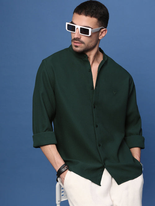 Men Green Solid Slim Fit Shirt-Isaac-3075-Green