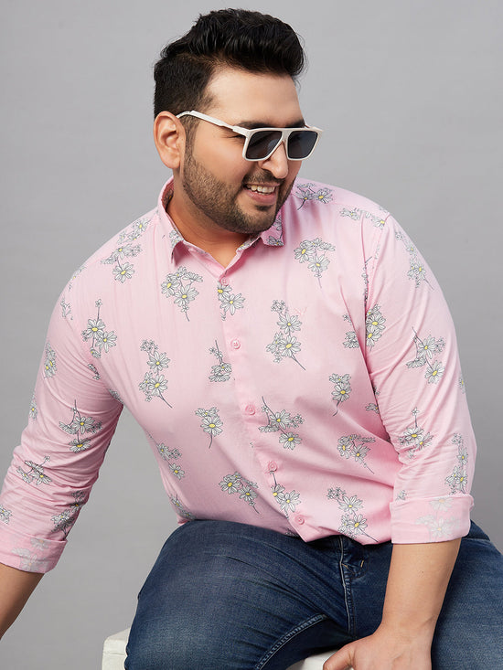 Men Printed Pink Smart Shirt-ISABELLE-3577-Pink