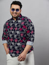 Men Printed Navy Blue Smart Shirt-ISABELLE-3581-Navyblue