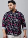 Men Printed Navy Blue Smart Shirt-ISABELLE-3581-Navyblue