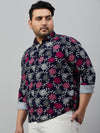 Men Printed Navy Blue Smart Shirt-ISABELLE-3581-Navyblue