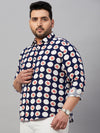 Men Printed Navy Blue Smart Shirt-ISABELLE-3584-Navyblue