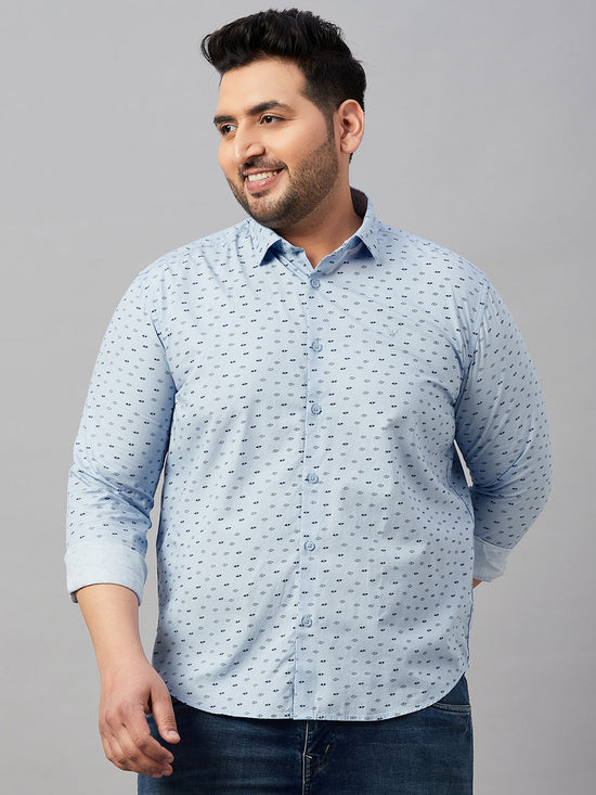 Men Printed Blue Smart Shirt-ISABELLE-3586-Blue