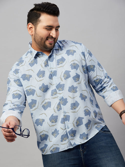 Men Printed Blue Smart Shirt-ISABELLE-3589-Blue