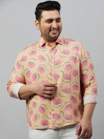 Men Printed Beige Smart Shirt-ISABELLE-3590-Beige