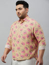 Men Printed Beige Smart Shirt-ISABELLE-3590-Beige