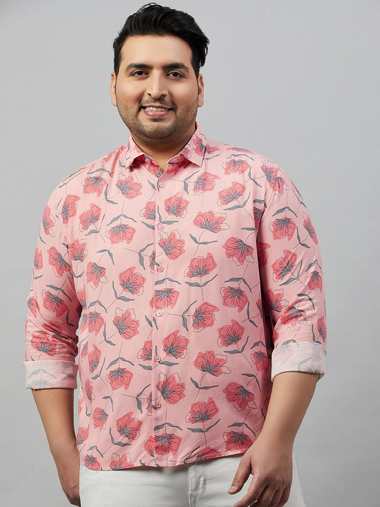 Men Printed Peach Smart Shirt-ISABELLE-3591-Peach