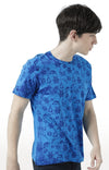 Huetrap Blue Mens Short Sleeve Graphic Printed Tshirt-HT17MKGRASUR00780