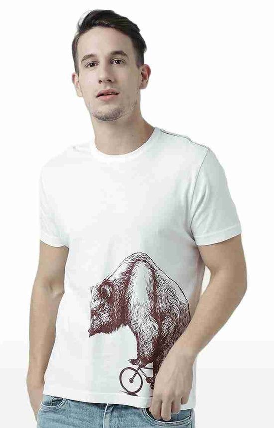 Huetrap White Mens Short Sleeve Graphic Printed Tshirt-HT17MKGRAOFW00669