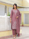 Juniper Onion Pink Ethnic Motif Printed Viscose Kurta, Pant And Dupatta Set With Gotta Patti Work-J4621ONIONPINK