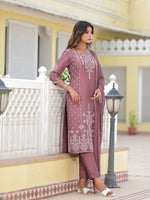 Juniper Onion Pink Ethnic Motif Printed Viscose Kurta, Pant And Dupatta Set With Gotta Patti Work-J4621ONIONPINK