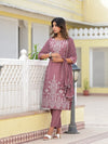 Juniper Onion Pink Ethnic Motif Printed Viscose Kurta, Pant And Dupatta Set With Gotta Patti Work-J4621ONIONPINK