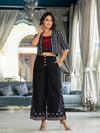 Black Geometric Printed Liva Rayon Shrug With Inner & Palazzo Set With Thread & Mirror Work-J4718BLACK