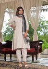 Off White Geometric Printed Cotton Kurta Pant Set With Tassels On Dupatta-J4754OFFWHITE