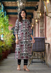 Multi Color Ikat Printed Liva Rayon Kurta With Button Closure-J4812MULTI