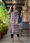 Multi Color Ikat Printed Liva Rayon Kurta With Button Closure-J4812MULTI