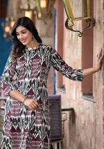 Multi Color Ikat Printed Liva Rayon Kurta With Button Closure-J4812MULTI