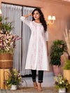 White Thread Embroidered Cotton Kurta Set With Button Closure-J4817WHITE