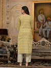 Juniper Green Ethnic Motif Printed Cotton Kurta, Pant And Dupatta Set With Thread & Mirror Work-J4848GREEN_OF