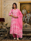 Juniper Pink Floral Printed Liva Rayon Kurta Set With Thread & Mirror Work-J4850PINK