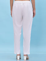 Juniper Women White Solid Cotton Pants with Partially Elasticated Waistband and Two Side Pockets-J4947OT9WHITE