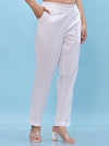 Juniper Women White Solid Cotton Pants with Partially Elasticated Waistband and Two Side Pockets-J4947OT9WHITE