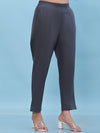 Juniper Women Grey Solid Cotton Pants with Partially Elasticated Waistband and Two Side Pockets-J4951OT9GREY